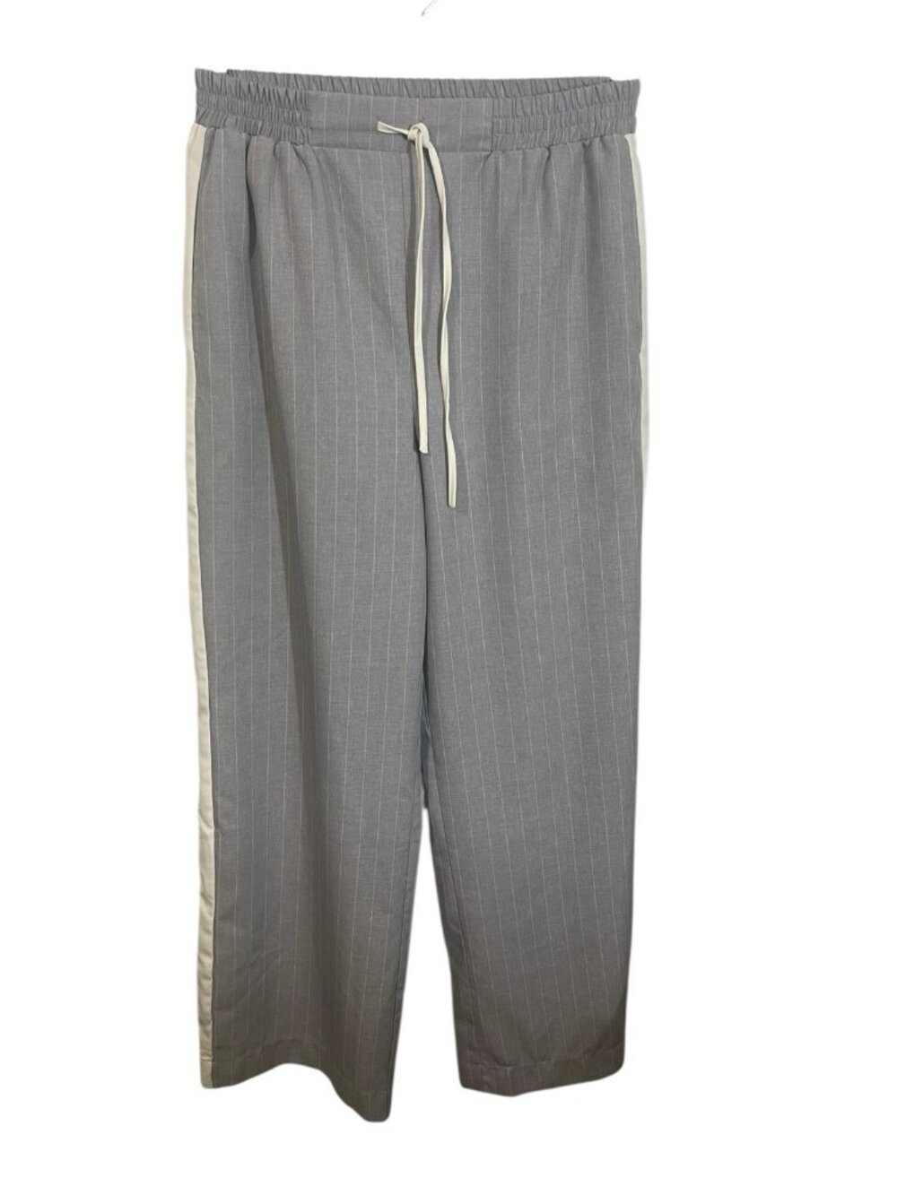 ASOS DESIGN Women’s Size 8 TALL Pull On Trousers Gray with White Side Stripes